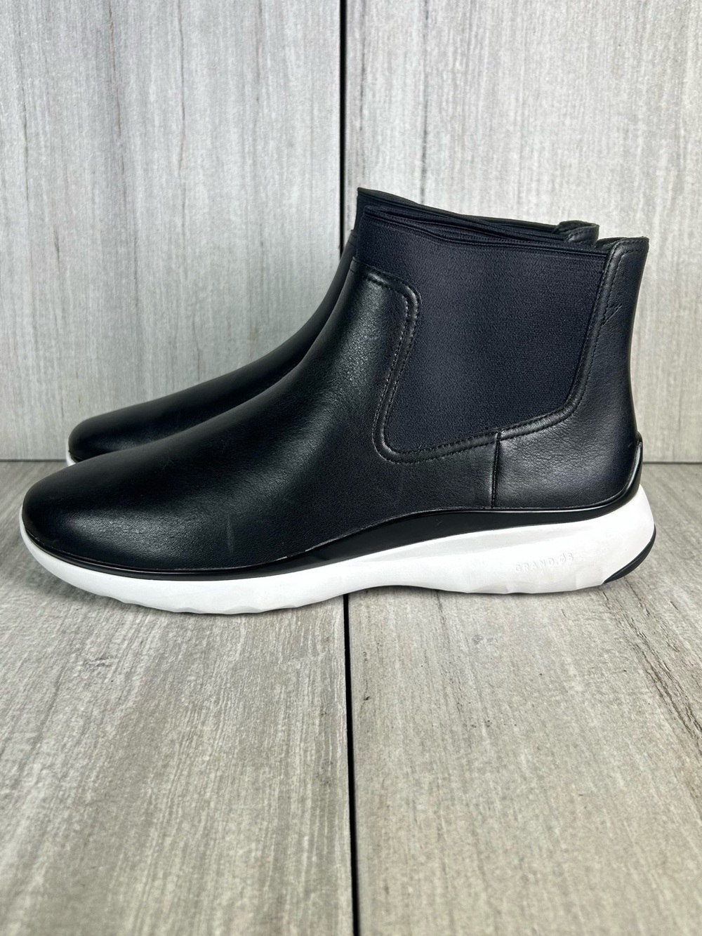 Cole Haan 3.ZeroGrand Chelsea Sneaker Boot Black Leather Slip-On Womens Size 8 B - Picture 2 of 11